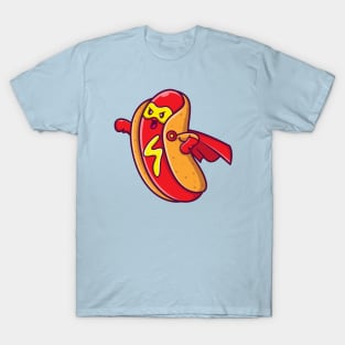 Cute Hotdog Superhero Cartoon T-Shirt